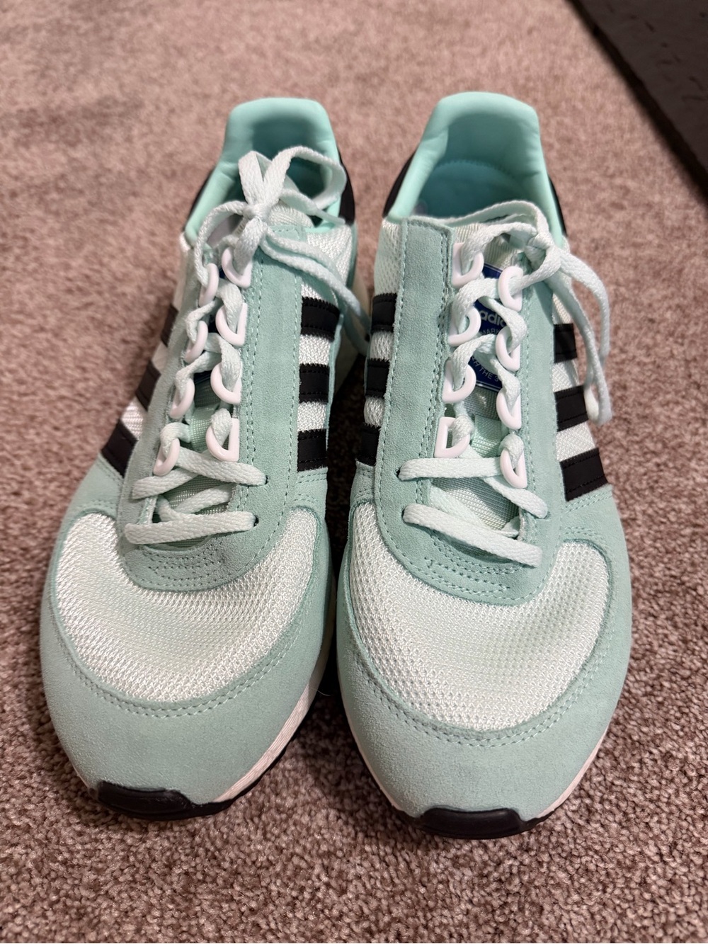 adidas Mint Green and Black Retro Runner Sneakers